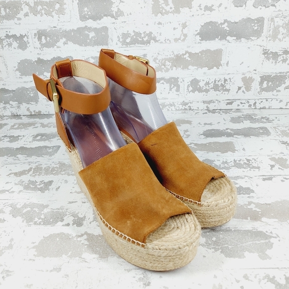 New Marc Fisher Mladalyn Leather/Suede Patform Espadrille Wedge Sandals D247 - Picture 4 of 14